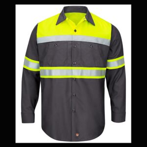 Men's Tall Hi-Visibility Colorblock Ripstop Long Sleeve Work Shirt Thumbnail